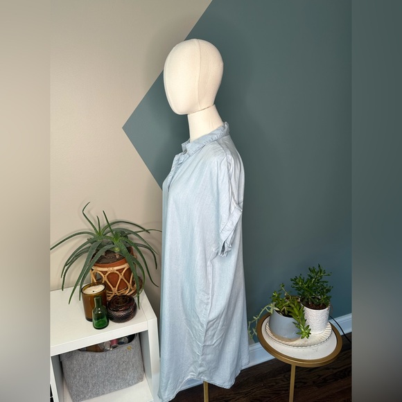 Thread + Supply Light Wash Chambray Tencel Shirt Dress Medium - Picture 3 of 12